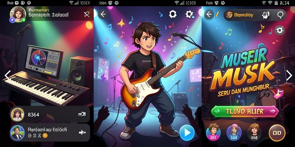 Screenshot utama 8364 menampilkan aksi bermain musik yang seru.