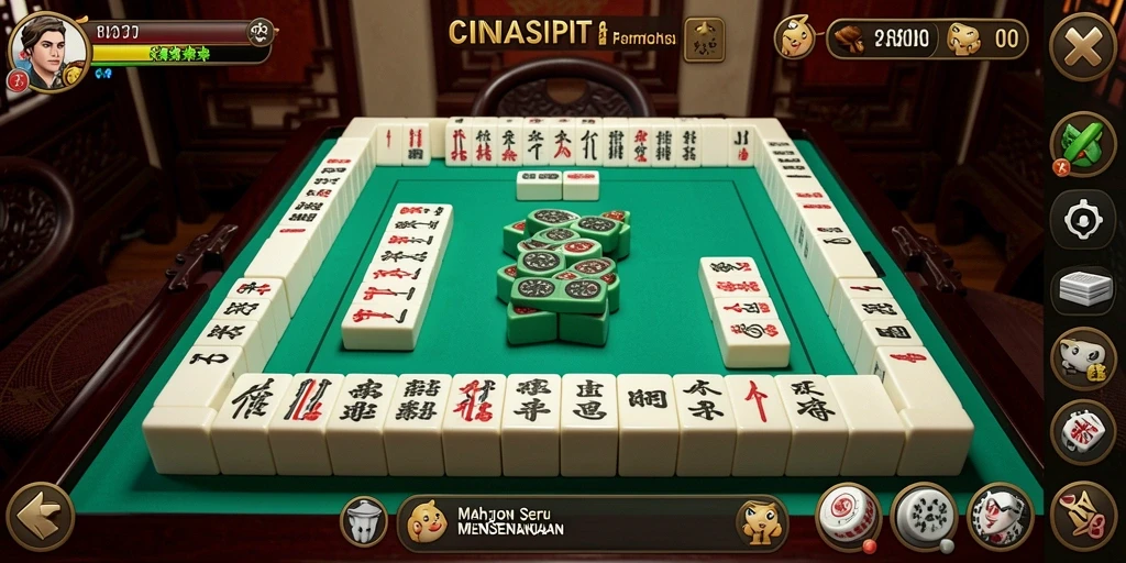 Screenshot gameplay CINASIPIT menampilkan aksi mencocokkan ubin Mahjong.