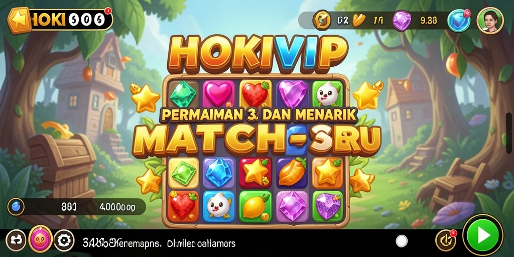Tampilan gameplay HOKIVIP dengan berbagai elemen Match-3.