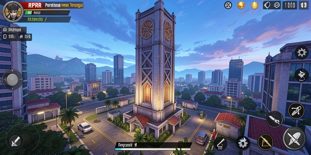 Gameplay menara pertahanan yang intens dalam RPRR.